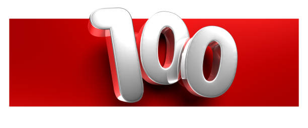 istock White number 100 over a red text box 3D. 1545870244