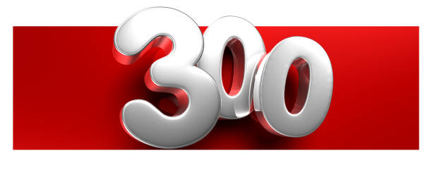 istock White number 300 over a red text box 3D. 1545870346