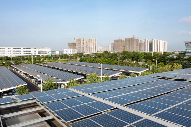 istock Solar carport with charging station 1545889076