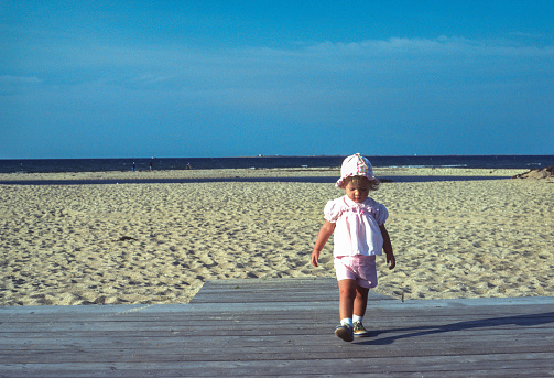 Cape Cod National Seashore - Toddler on Beach - 1980. Scanned from Kodachrome 25 slide.
