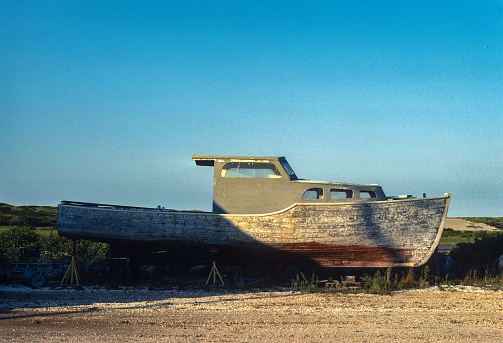 Cape Cod National Seashore - Weathered Boat - 1980. Scanned from Kodachrome 25 slide.