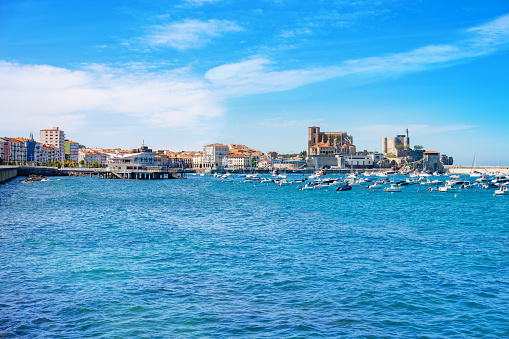 Castro Urdiales village and beach in Cantabria at Cantabrian Sea of Northern Spain