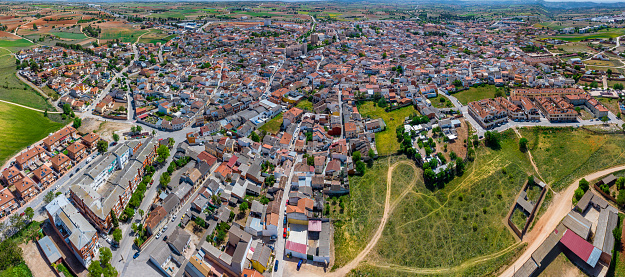 Villarejo de Salvanes aerial view village in Madrid province of Spain