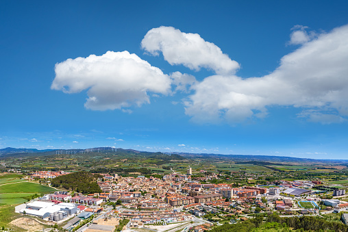Tafalla skyline aerial view village in Navarre Navarra of Spain