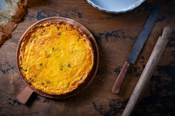 istock Vegetables quiche homemade on wooden rustic table 1545987487
