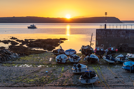 A beautiful sunrise at Portscatho Harbour in Cornwall, England.