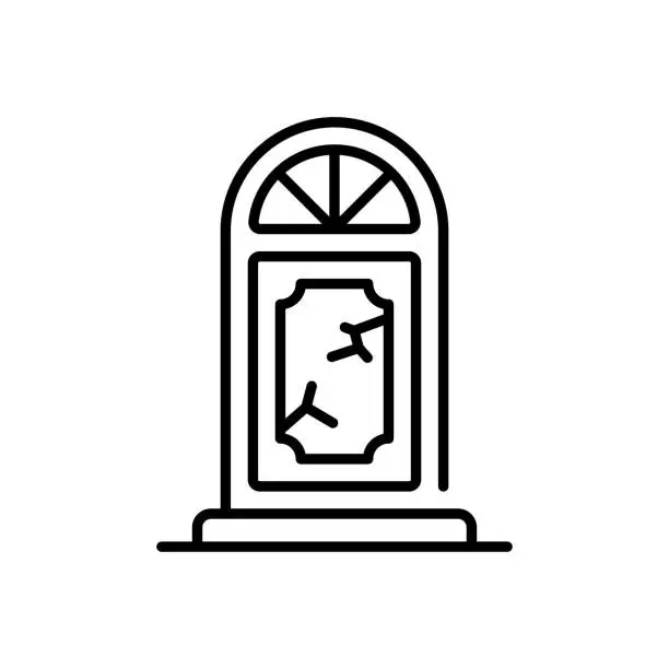 Vector illustration of Cracked Door Outline Icon Design illustration. Home Repair And Maintenance Symbol on White background EPS 10 File