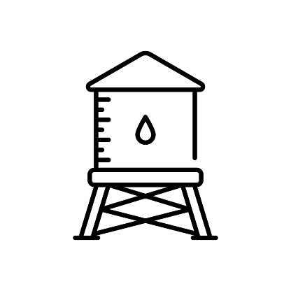 Water Tank Outline Icon Design illustration. Home Repair And Maintenance Symbol on White background EPS 10 File