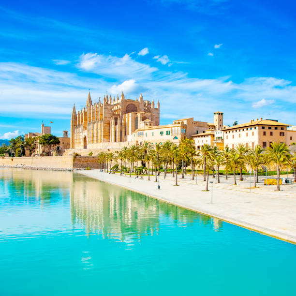 Scenic view of Palma de Mallorca old town, Spain Scenic view of Palma de Mallorca old town, Spain travel photo palma majorca stock pictures, royalty-free photos & images