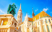 Scenic view of Budapest old town, St Matthias Church on a background