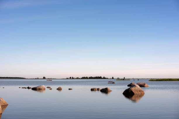 stones in the beautiful morning sun on the summer Finnish coast