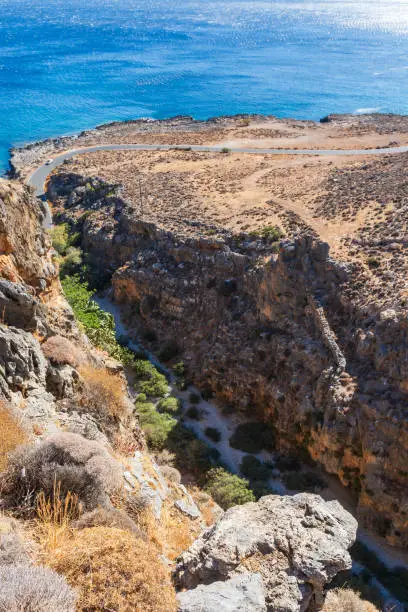 Environment and landscape of Moni Kapsa monastery in the southeast of the island of Crete Greece - Lerapetra area.