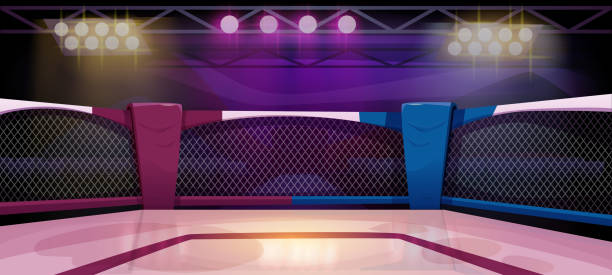 ilustrações de stock, clip art, desenhos animados e ícones de boxing ring poster vector - confined space flash