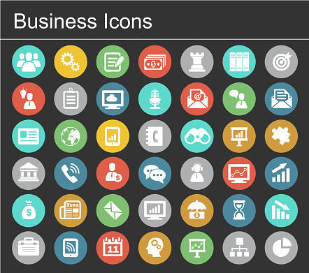 Business icon set. Flat design. Vector. Illustration.