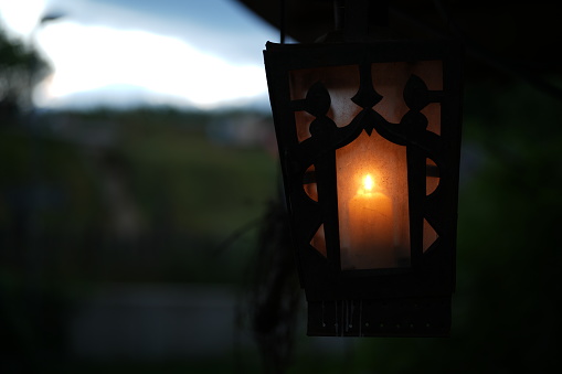 old lantern with candle
