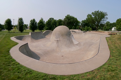 Shawnee, Kansas - July 15, 2023: Swarner Skatepark at 63rd and Lackman