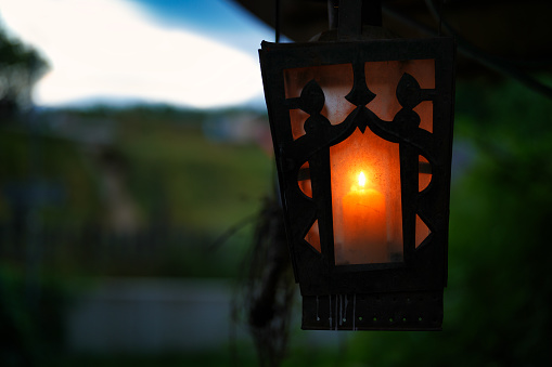 old lantern with candle