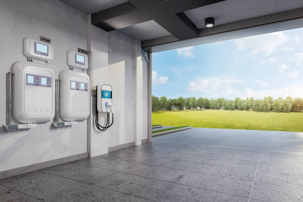 istock Interior home garage with ev charger 1546805166