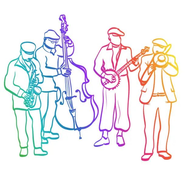 Vector illustration of Traditional Music Band Rainbow
