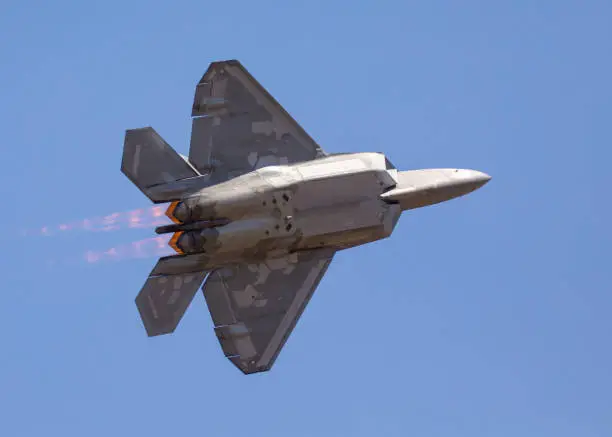 F22 Raptor Fighter plane with afterburners showing