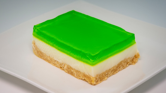 Lime jelly slice on a plate