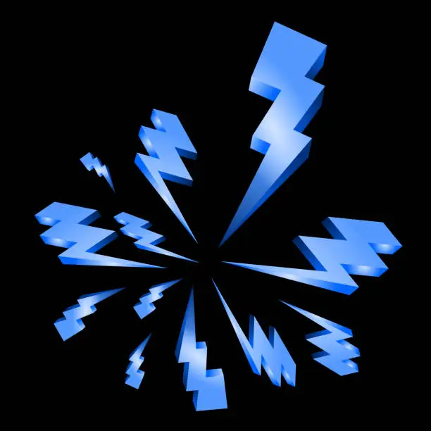 Vector illustration of Set lightning bolt. Thunderbolt flat style.Thunder and Bolt Lighting Flash Icons Set on white background.