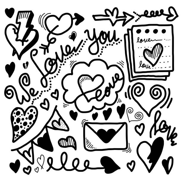 istock Set of love. Hand drawing. Doodle style. for your design. 1546865792