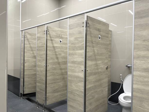 istock Row of public restroom design 1546979722
