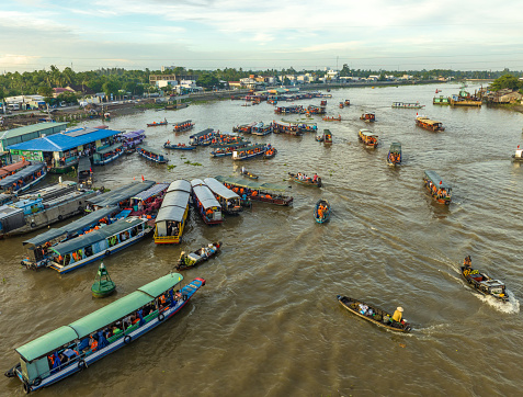 Cai Rang Floating Market, one of the typical market types of the Mekong Delta, Can Tho city