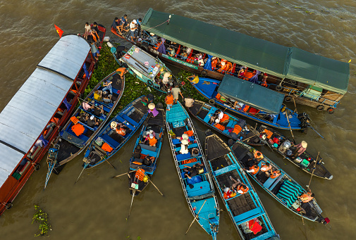 Cai Rang Floating Market, one of the typical market types of the Mekong Delta, Can Tho city