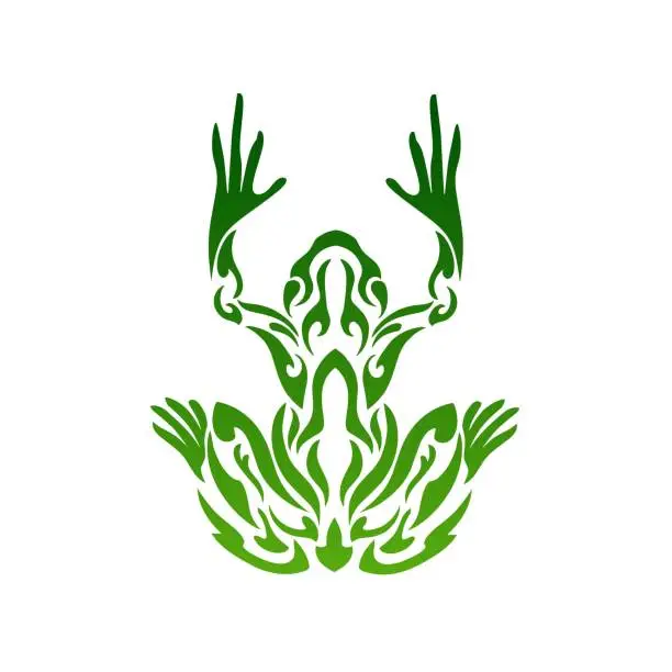 Vector illustration of tribal art design tattoo green frog