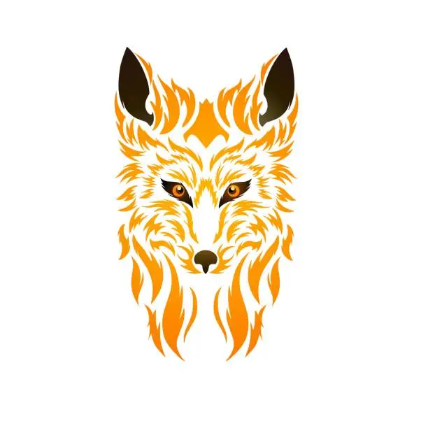 Vector illustration of tribal art design face head Fox