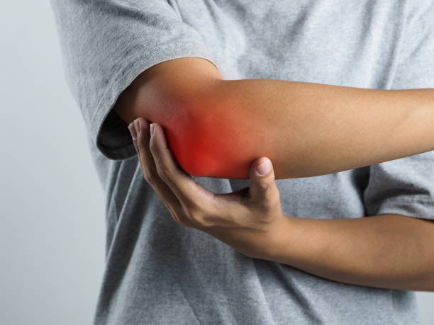 istock Man with elbow pain, arm joint pain 1547182138