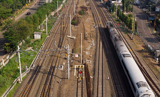 Aerial Image of Train and railroad