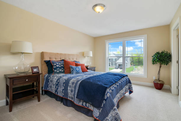 istock Great bedroom in new house with nice view out the window 1547382749