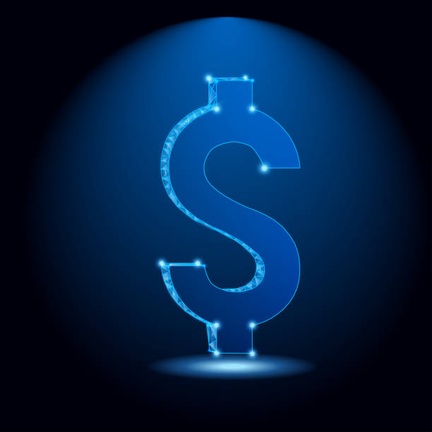 istock Dollar sign with abstract mesh line. Accounting, Business, financial sign. Polygonal wireframe and low poly vector concept. 1547443561