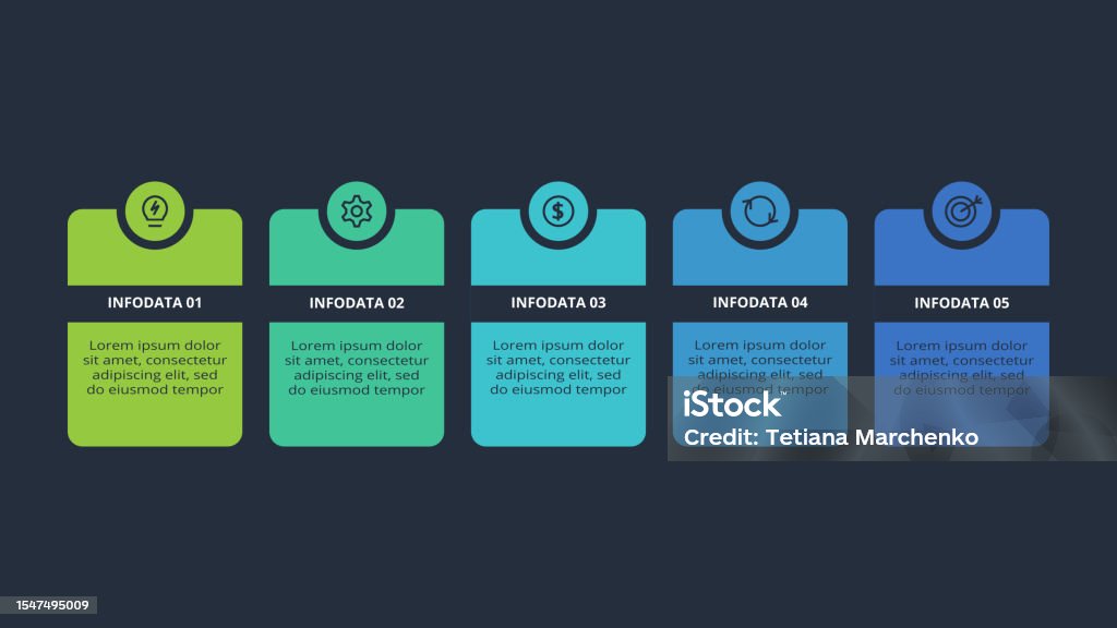 Each Step Visualization Rectangles Infographic With 5 Steps Options Parts Or Processes Business ...
