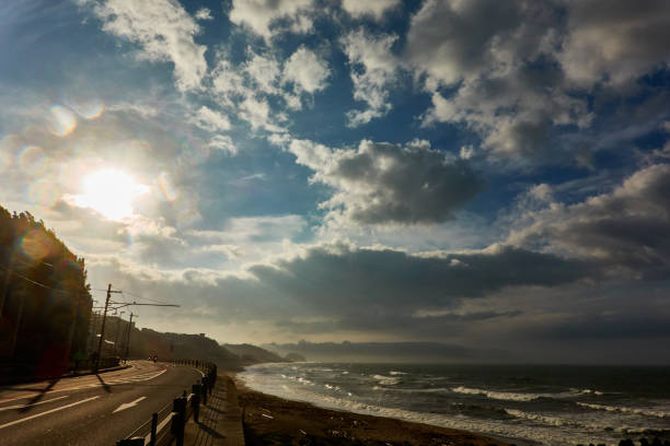 power in nature, surfing, crashing waves, windy, storm, tranquil scene