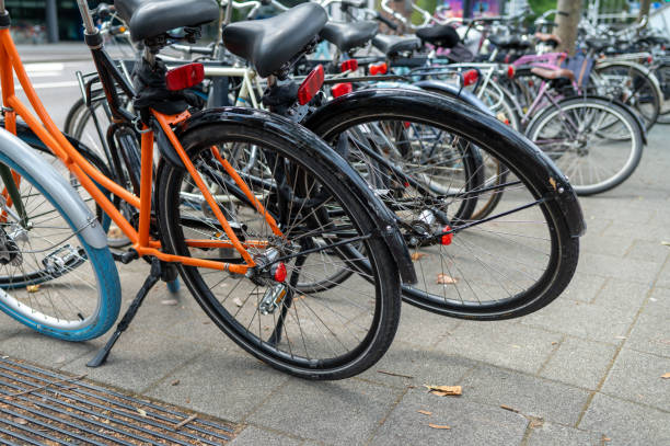 istock Group of bikes seen parked outdoors 1547603881