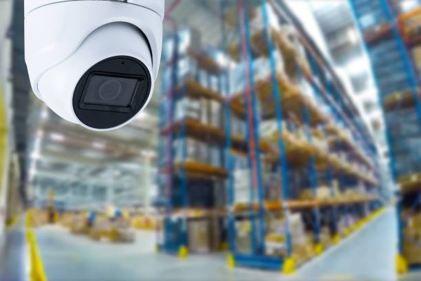 istock closed circuit camera Multi-angle CCTV system against the background of a modern warehouse complex. The concept of protection of goods. 1547611684