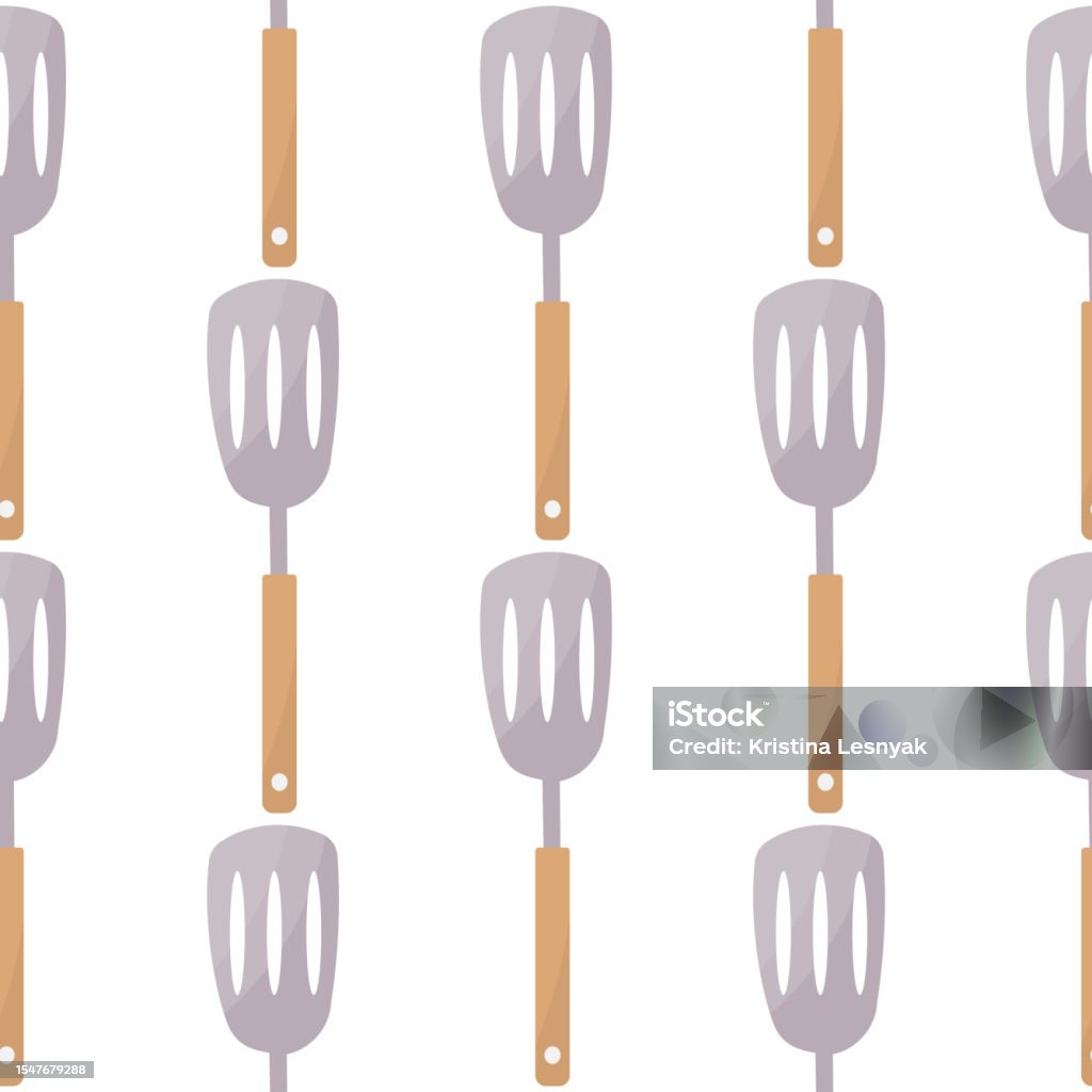 Spatula Pattern Slotted Kitchen Spatula Fry Cook Pattern Vector Stock Illustration ...