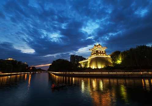 Night View of Zuoanmen Corner Tower in Beijing, China