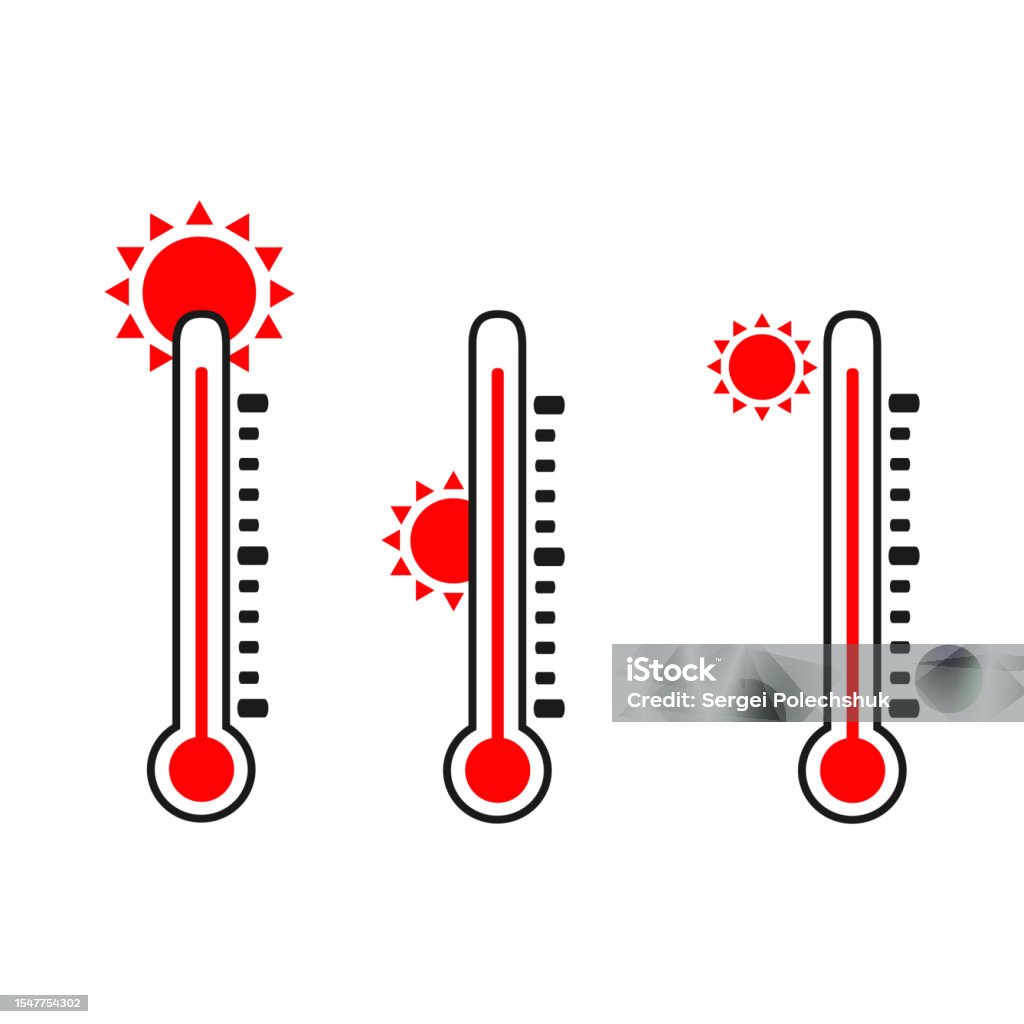 Temperature Rise Sign Thermometer And Sun Heat Temperature Rise Climate Change Stock ...