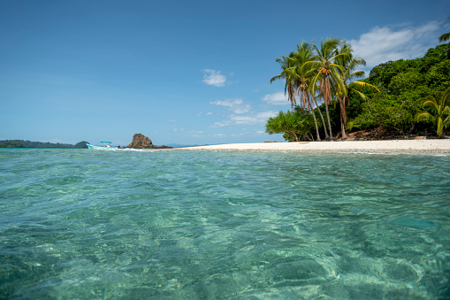 Small tropical island, Granito de Oro island, Coiba national park, Panama, Central America -stock photo