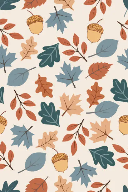 Vector illustration of Autumn leaf seamless pattern.