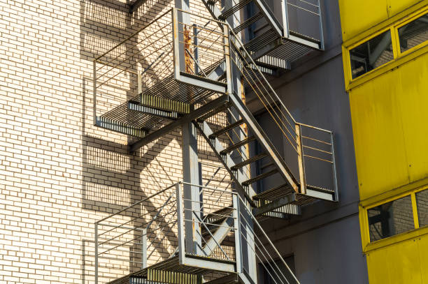 Fire escape on the facade of an office building