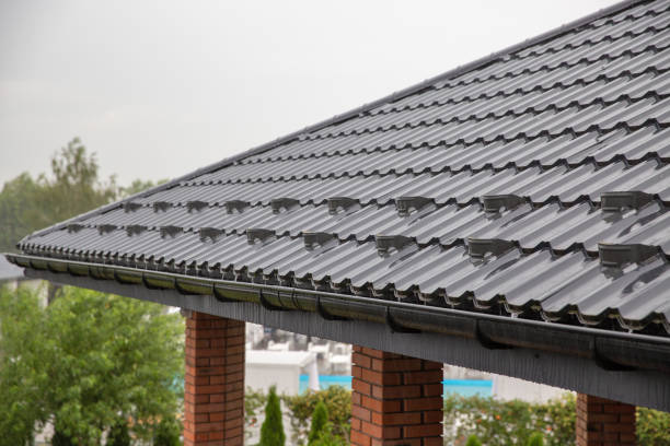 istock Metal tile roof under heavy rain 1547888882