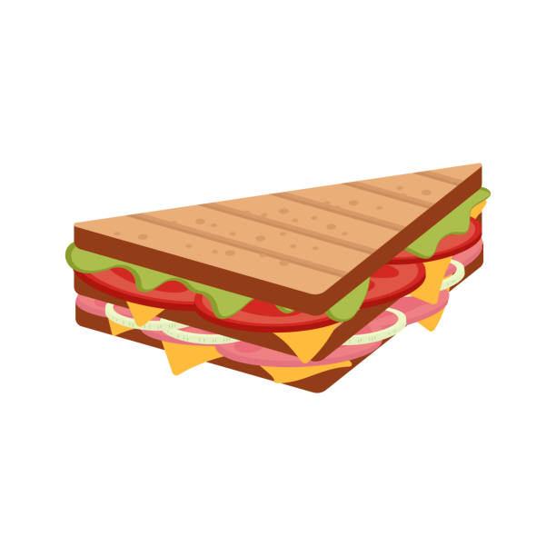 istock Sandwich. Snack fast food. Meatball sub, wrap and traditional ham and cheese on toast. Vector clip art illustration 1547896455