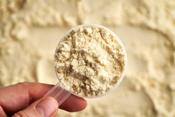istock Whey protein powder in a measuring spoon, top view 1547902876
