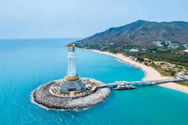 Sea Guanyin Aerial Photography of Nanshan Cultural Tourism Area in Sanya, Hainan, China